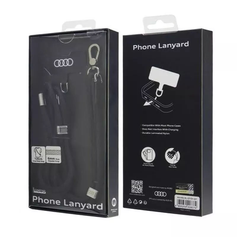 Audi univerzálne pútko na telefón 120 cm 6 mm crossbody čierne AU-CBL6-R8/D1-BK
