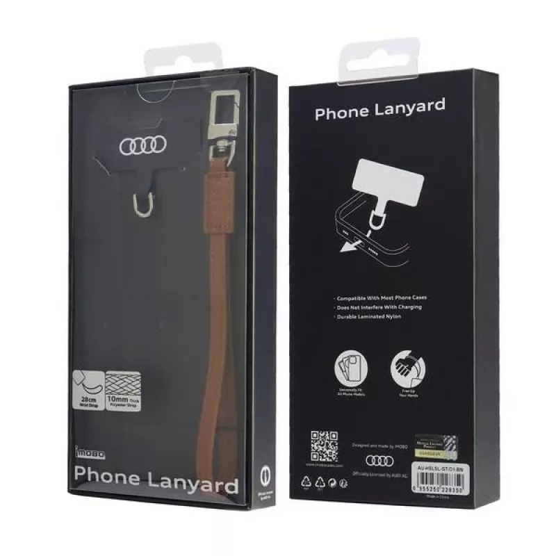 Audi univerzálne pútko na telefón 28 cm 10 mm koža hnedé AU-HSLSL-GT/D1-BN