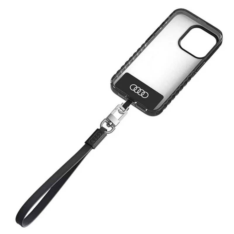 Audi univerzálne pútko na telefón 28 cm 10 mm koža čierne AU-HSLSL-GT/D1-BK