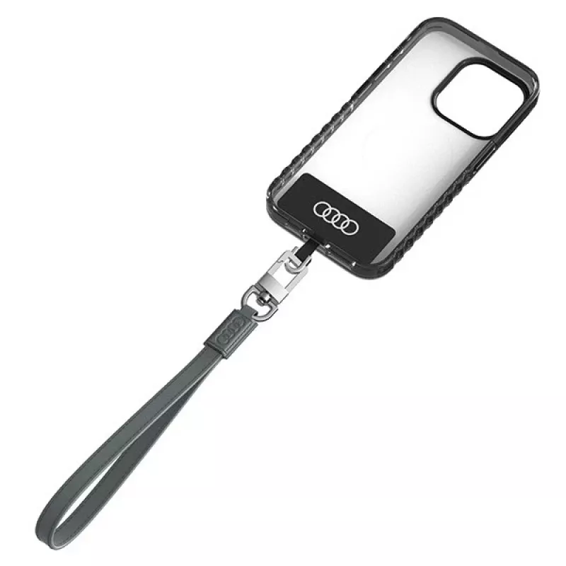 AUDI univerzálne pútko na telefón 28 cm 10 mm koža sivé AU-HSLSL-GT/D1-GY