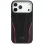 Audi R8 pravá koža MagSafe puzdro pre iPhone 15 Pro čierne s červenými akcentmi
