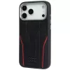 Audi R8 pravá koža MagSafe puzdro pre iPhone 15 Pro čierne s červenými akcentmi