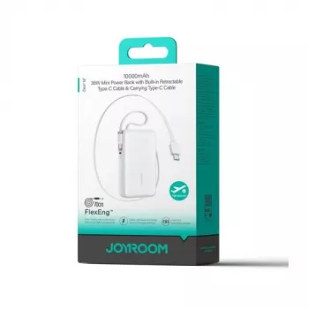 Powerbank Joyroom JR-PR2 35W 10000mAh s výsuvným USB-C káblom a integrovaným Lightning káblom - biela