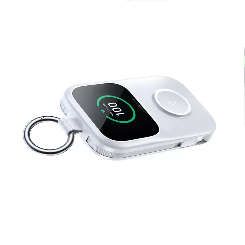 Joyroom JR-W19 5000 mAh bezdrôtová power banka s nabíjačkou hodiniek biela