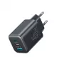 Joyroom JR-TO1 GaN 45W USB-C Lightning USB-A nástenná nabíjačka - čierna