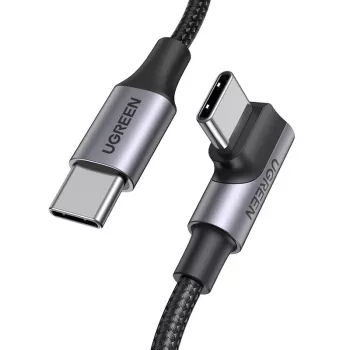 UGREEN USB-C na USB-C zahnutý kábel US334 5A PD 100W 2m čierny