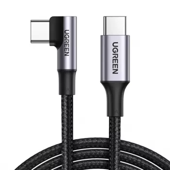 UGREEN USB-C na USB-C zahnutý kábel US334 5A PD 100W 2m čierny