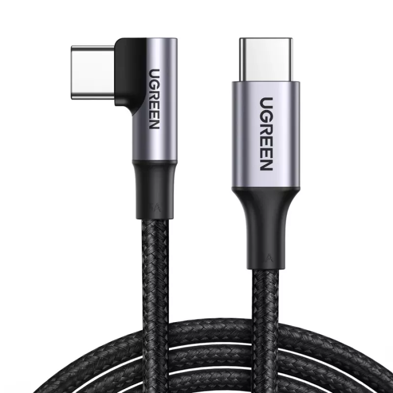 UGREEN USB-C na USB-C zahnutý kábel US334 5A PD 100W 2m čierny