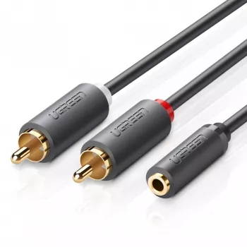 UGREEN AV102 audio kábel 2x RCA (Cinch) na 3,5 mm jack 0,25 m čierna