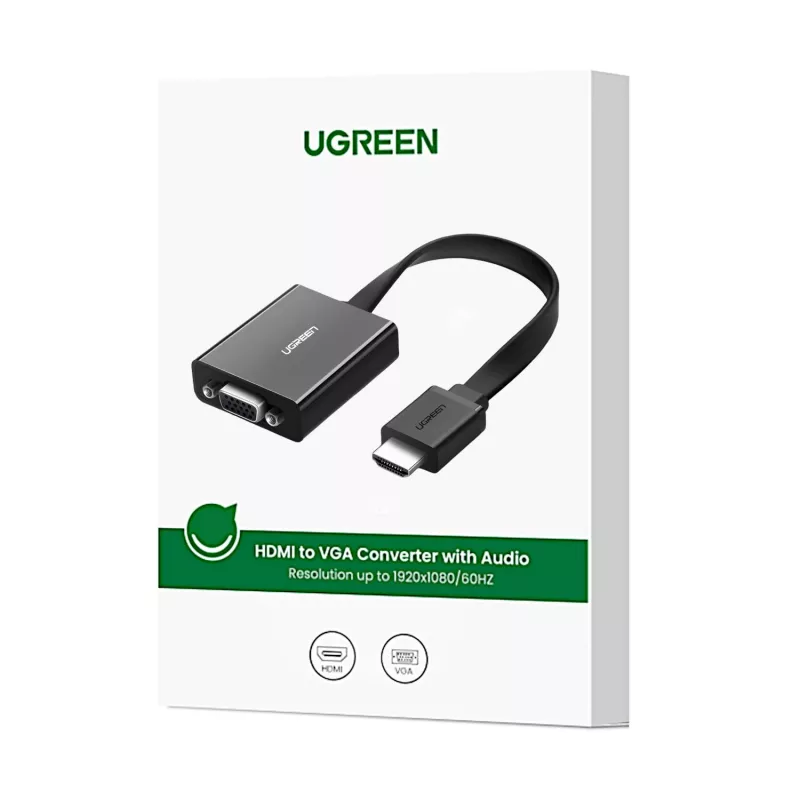 UGREEN HDMI na VGA adaptér MM103, 25cm, čierny