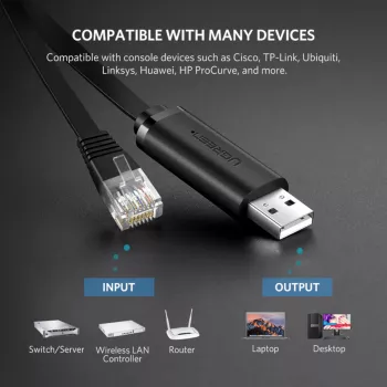 UGREEN CM204 USB na RJ45 konzolový kábel 1,5m čierna