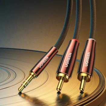 UGREEN 2x RCA (Cinch) na 3,5 mm audio kábel, 2 m, čierna