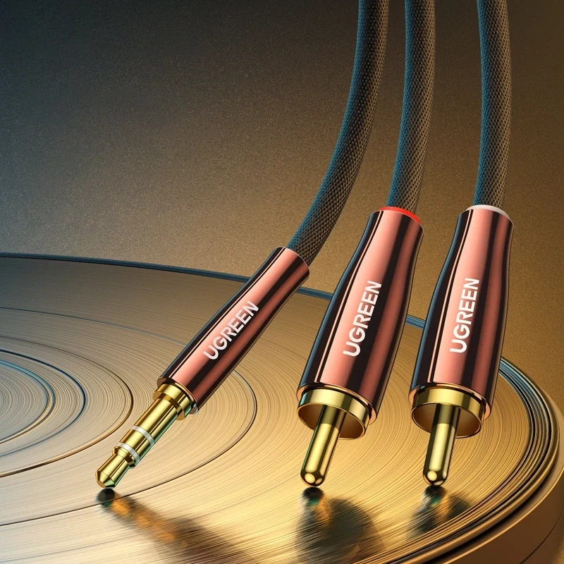 UGREEN 2x RCA (Cinch) na 3,5 mm audio kábel, 2 m, čierna