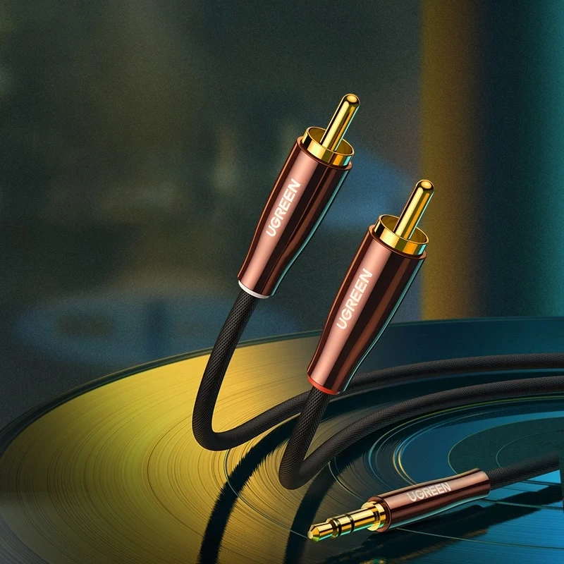 UGREEN 2x RCA (Cinch) na 3,5 mm audio kábel, 2 m, čierna