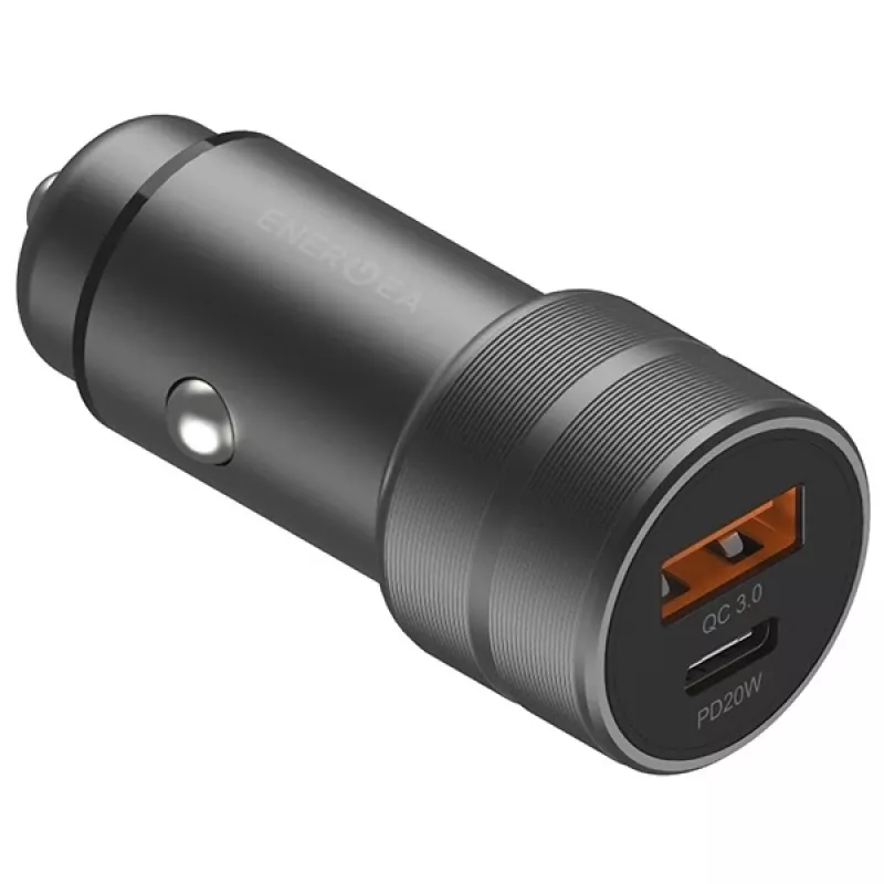 ENERGEA Alu Drive PD20+ autonabíjačka 38W 1xUSB-A + 1xUSB-C PD QC3.0 gunmetal