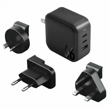 ENERGEA Travelite GAN66 66W GaN USB-C nabíjačka 2C1A čierna US+EU