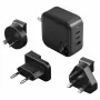 ENERGEA Travelite GAN66 66W GaN USB-C nabíjačka 2C1A čierna US+EU