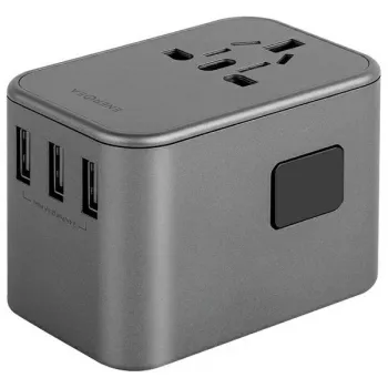 ENERGEA Travelworld 35,5W 3A2C USB nabíjačka s US/EU/UK/AU konektormi, gunmetal