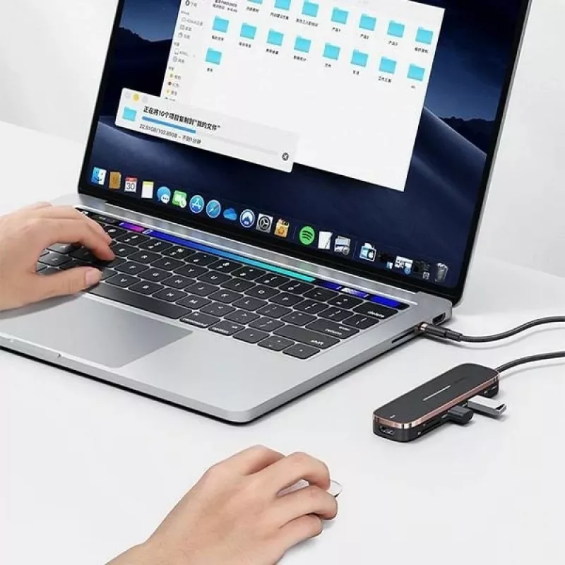 USAMS SJ575HUB01 USB-C hub 2x USB-A USB-C PD HDMI SD Micro SD čítačka kariet čierny