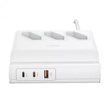 USAMS 65W Super SiFast Charging USB predlžovacia zásuvka EU biela CC160TC01 (US-CC160)