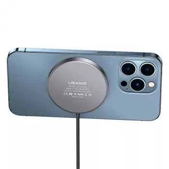 USAMS magnetická bezdrôtová nabíjačka 15W hliník čierna US-CD183