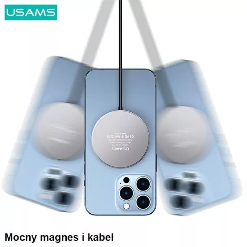 USAMS magnetická bezdrôtová nabíjačka 15W hliník čierna US-CD183