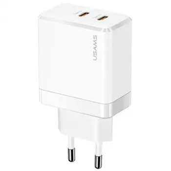 USAMS T54 GaN 40W 2x USB-C PD rýchle nabíjanie nástenná nabíjačka biela CC172TC02 (US-CC172)