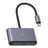 USAMS 4-in-1 USB-C hub adaptér 2x USB 2.0 / USB 3.0 / USB-C tmavosivý SJ627HUB01 (US-SJ627)