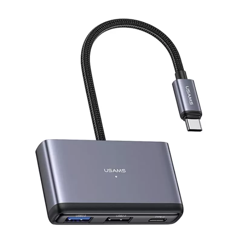 USAMS 5-in-1 USB-C hub USB 2.0/USB 3.0/USB-C/TF/SD tmavosivý SJ628HUB01 (US-SJ628)