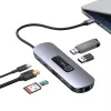 USAMS 10-in-1 USB-C hub adaptér 3x USB 3.0, SD/TF, HDMI, VGA, RJ45, PD 100W, sivý