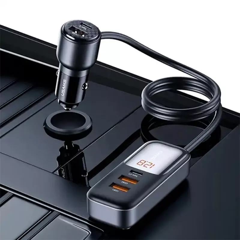 USAMS C40 auto nabíjačka 3x USB+2x USB-C 165W PD+QC rýchle nabíjanie čierna CC213CC01 (US-CC213)