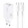 USAMS GaN 65W USB-C nabíjačka MTXLOGTC02 biela so 100W USB-C káblom