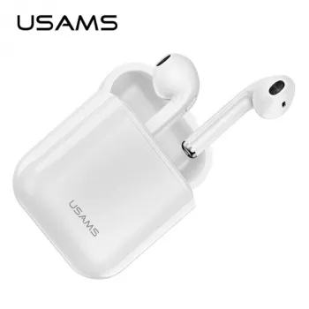 USAMS LU Series True Wireless Stereo Bluetooth 5.0 slúchadlá s nabíjacím puzdrom, biela, BHULU01 (US-LU001)