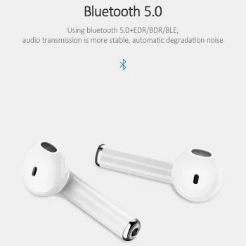 USAMS LU Series True Wireless Stereo Bluetooth 5.0 slúchadlá s nabíjacím puzdrom, biela, BHULU01 (US-LU001)