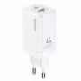 USAMS T41 GaN 47W USB-C + USB-A rýchla nabíjačka (biela) CC137TC02