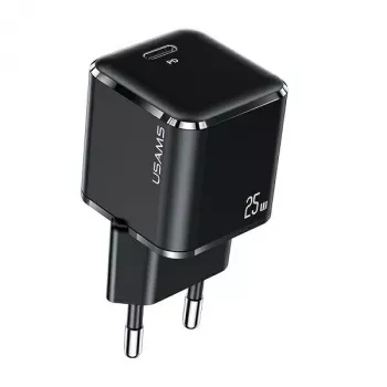 USAMS T42 Mini 25W USB-C PD3.0 rýchla nabíjačka (iba hlava) čierna CC140TC01