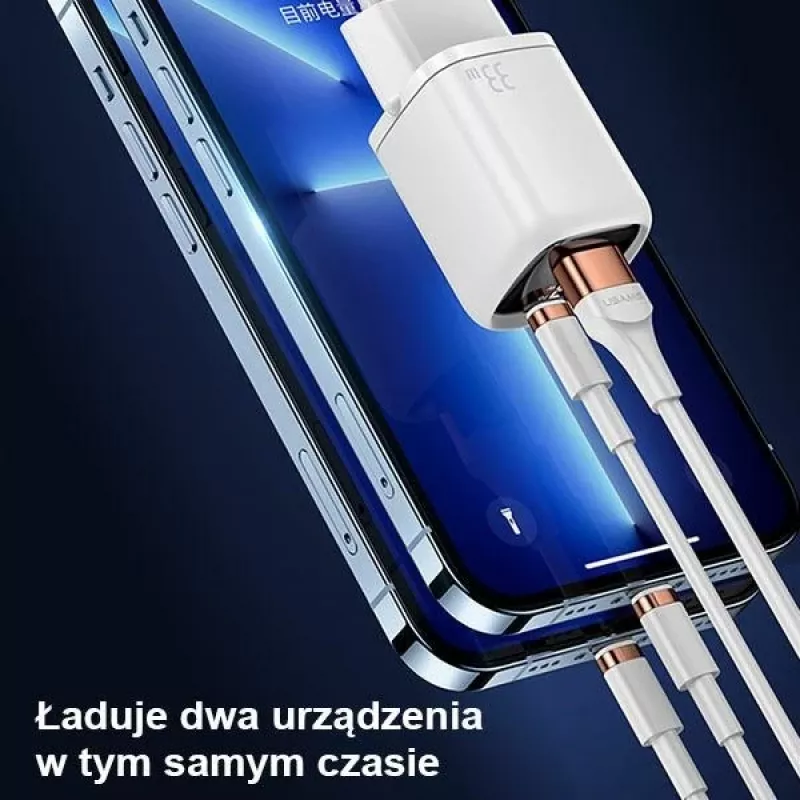 USAMS USB-C + USB-A 33W rýchla nabíjačka PD3.0 QC3.0 čierna CC152TC01