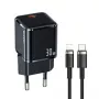 USAMS T45 30W PD3.0 USB-C rýchla nabíjačka s U63 USB-C na Lightning kábel, čierna, UXTZH01