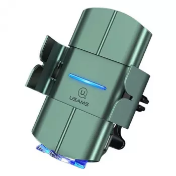 USAMS US-CD133 10W automatická Qi bezdrôtová auto nabíjačka s držiakom do ventilácie zelená