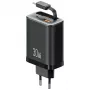 USAMS Xiang Series CC296 30W nástenná nabíjačka s USB-C a USB-A, čierna