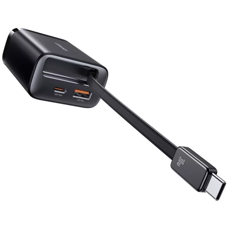 USAMS Xiang Series CC296 30W nástenná nabíjačka s USB-C a USB-A, čierna