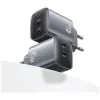 USAMS CC305 T66 45W GaN nástenná nabíjačka s 2x USB-C, tarnish