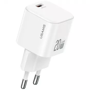 USAMS 20W USB-C PD nástenná nabíjačka s Lightning káblom (1m) - biela