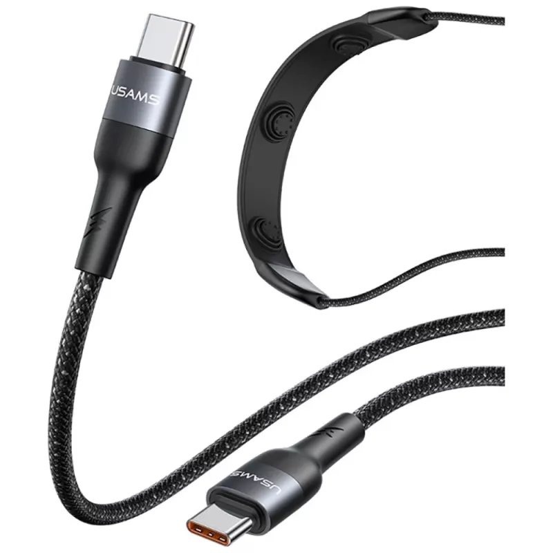 USAMS SJ759 U89 100W rýchlonabíjací USB-C kábel s masážnym nástavcom, 1,2m, čierny