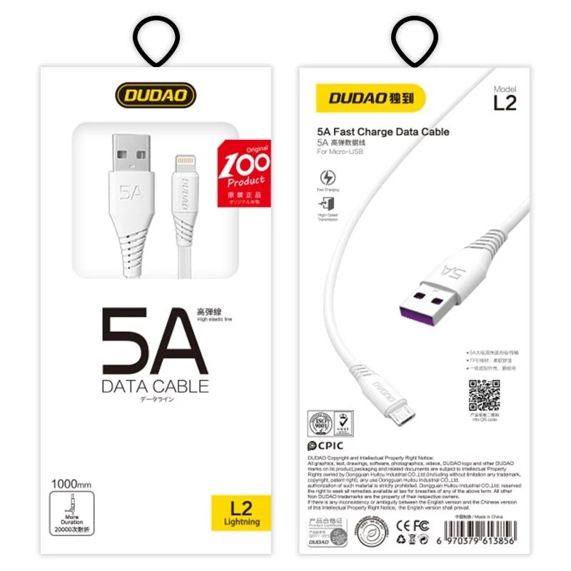 Dudao L2L USB-A na Lightning kábel 1m biely