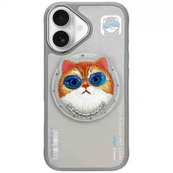 Nimmy Glasses Cool Cat MagSafe puzdro pre iPhone 16, sivé