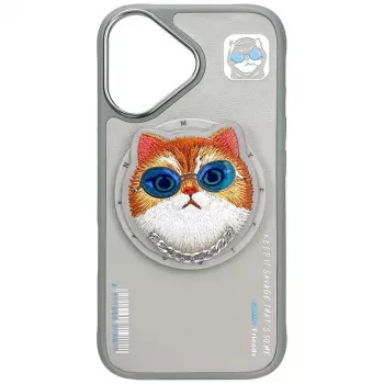 Nimmy Glasses Cool Cat MagSafe puzdro pre iPhone 16, sivé