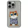 Nimmy puzdro pre iPhone 15 Pro Max 6,7 palca sivé Glasses Cool Cat