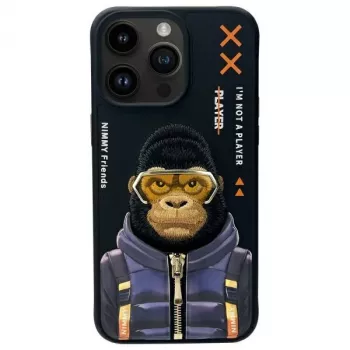 Nimmy Cool&Cute 2.0 Monkey puzdro pre Apple iPhone 15 Pro 6,1 palca čierna