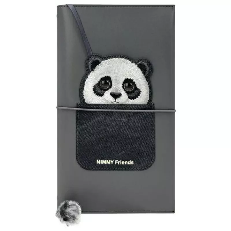Nimmy 2-in-1 set zápisníka a pera čierny Big Eyed Pet 2.0 Panda
